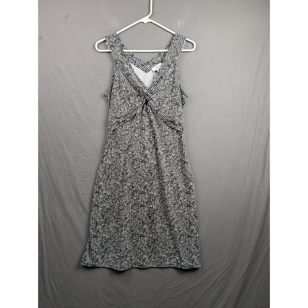 Ann Taylor LOFT Womens Black White Abstract Print V-Neck Sleeveless Dress Size S